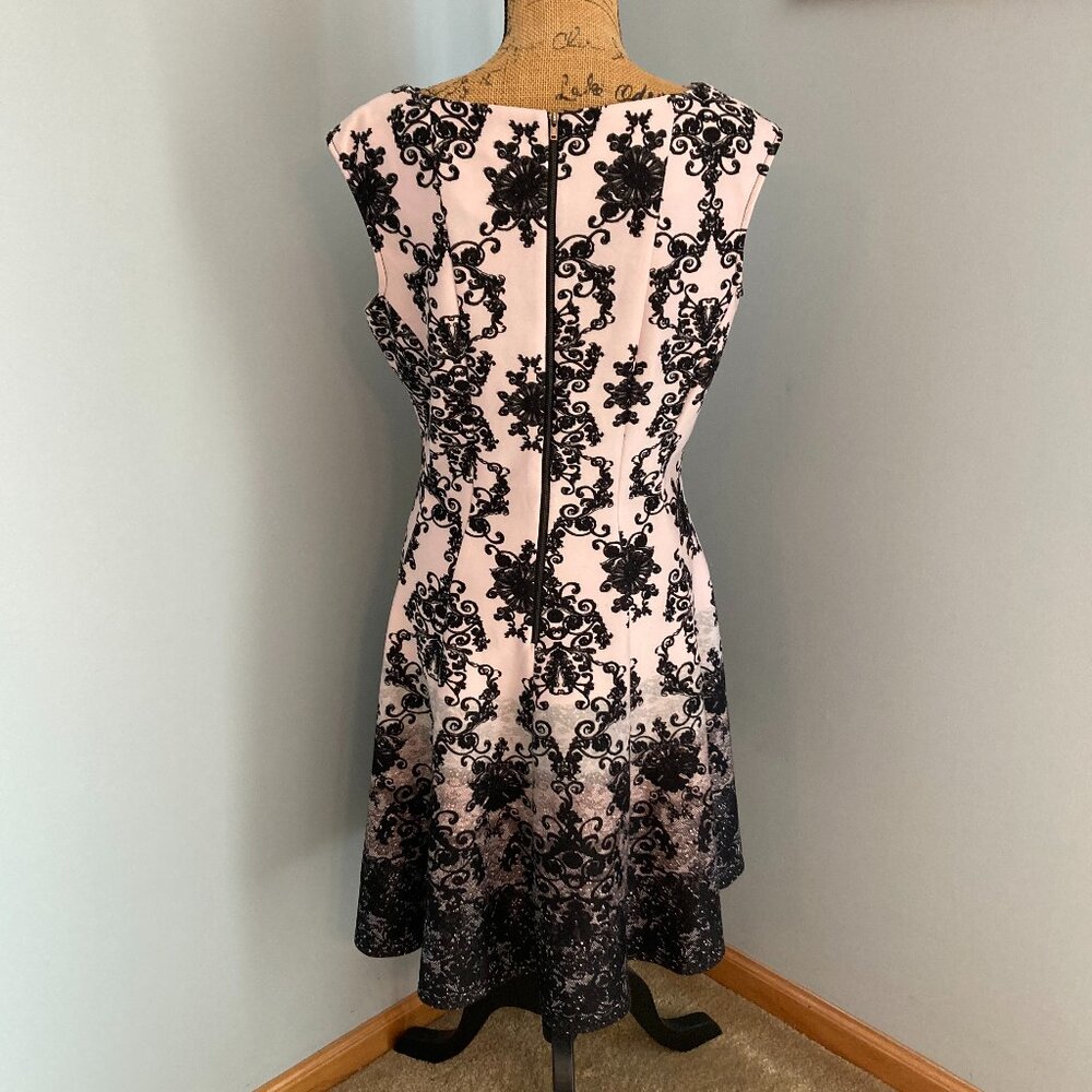 Danny & Nicole Dress Women Size 14 Black Gray Pink Fit & Flare - Picture 2 of 14